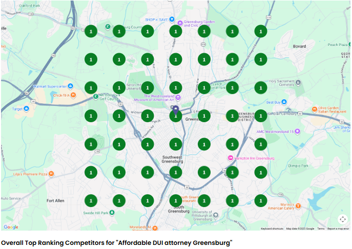 Dui Attorney SEO Grid Map Rankings 1
