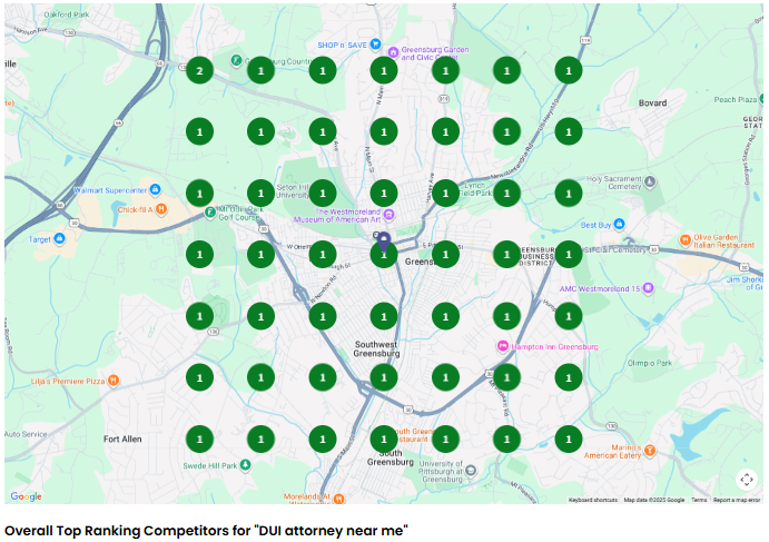 Dui Attorney SEO Grid Map Rankings 2
