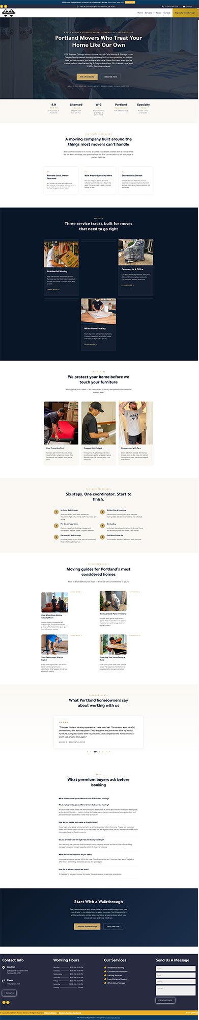 PDX Movers website after redesign