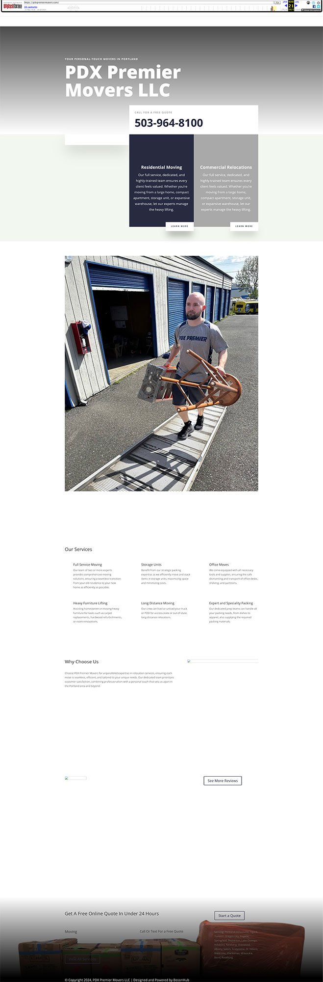PDX Movers website before redesign